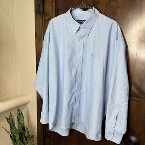 Manhattan Shirt Makers blue mens Button-Down dress Shirt wrinkle free 34/35
